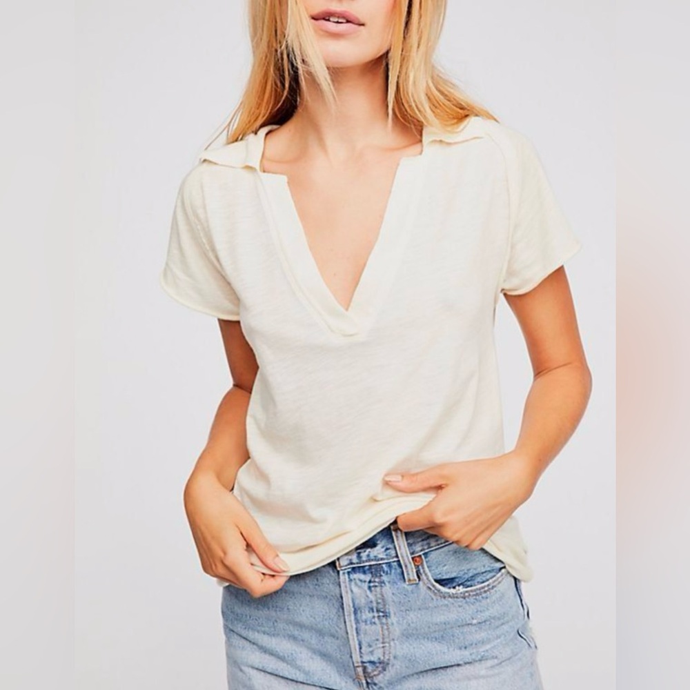 We The Free Pop your collar cotton tee shirt